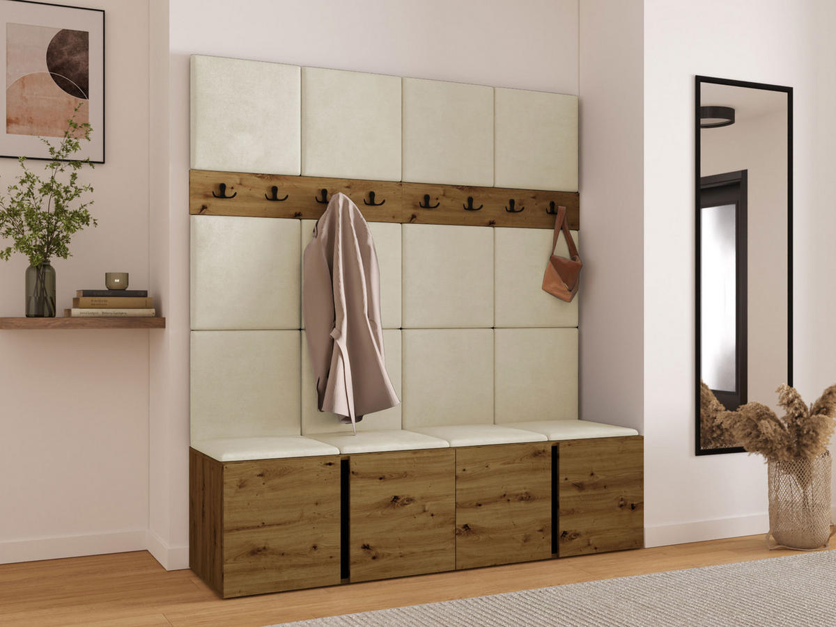 GARDEROBEN-SET Orion V - Beige/Eiche Artisan, Holzwerkstoff/Kunststoff (168/186/46cm) - MIRJAN24