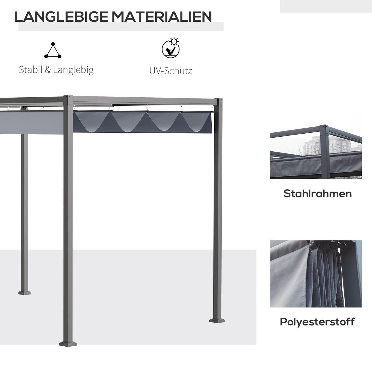 PERGOLA aus Stahl, 4x3m - Dunkelgrau, Metall (300/222/400cm) - Outsunny