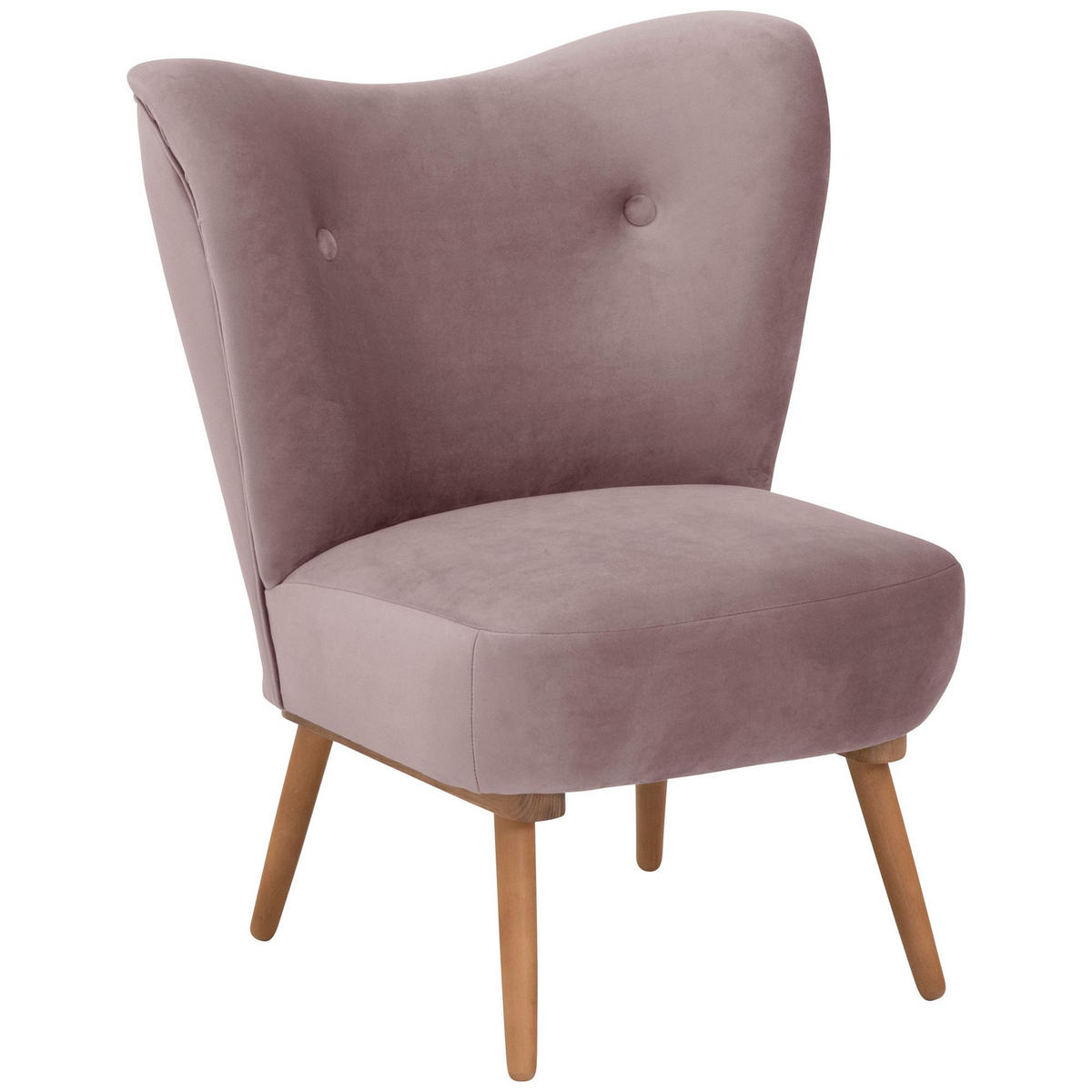 COCKTAILSESSEL Kayra Samtvelours rosé - Rosa, Kunststoff (72/90/74cm) - 58aufmkessel