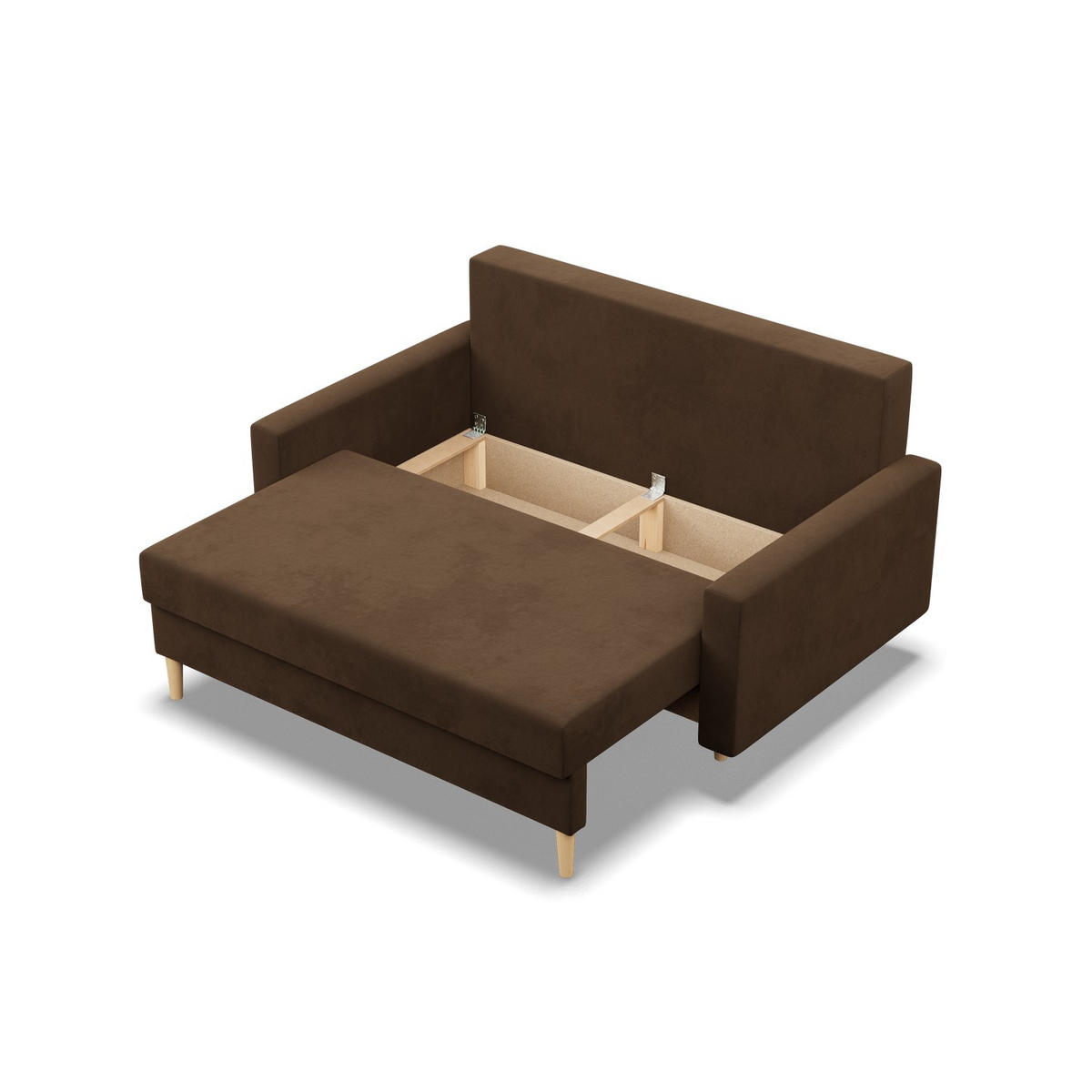 SOFA 2-SITZER MIT SCHLAFFUNKTION BLANK, Braun - Braun, Textil (152/92/92cm)