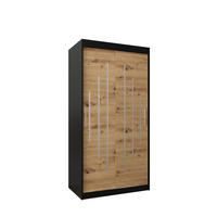 SCHWEBETÜRENSCHRANK 200/100/62 2-türig - Silberfarben/Schwarz, Holz/Kunststoff (100/200/62cm) - Abiks Möbel