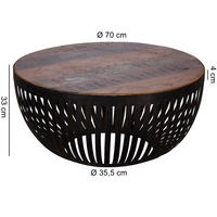 COUCHTISCH Braun aus recyceltem Mangoholz, 70x33x70 cm, im Industrial-Design - Schwarz/Braun, Holz/Metall (70/70/33cm) - KADIMA DESIGN
