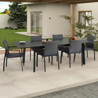 GARTENMÖBELSET VERANO - Schwarz/Grau, Textil - IDIMEX
