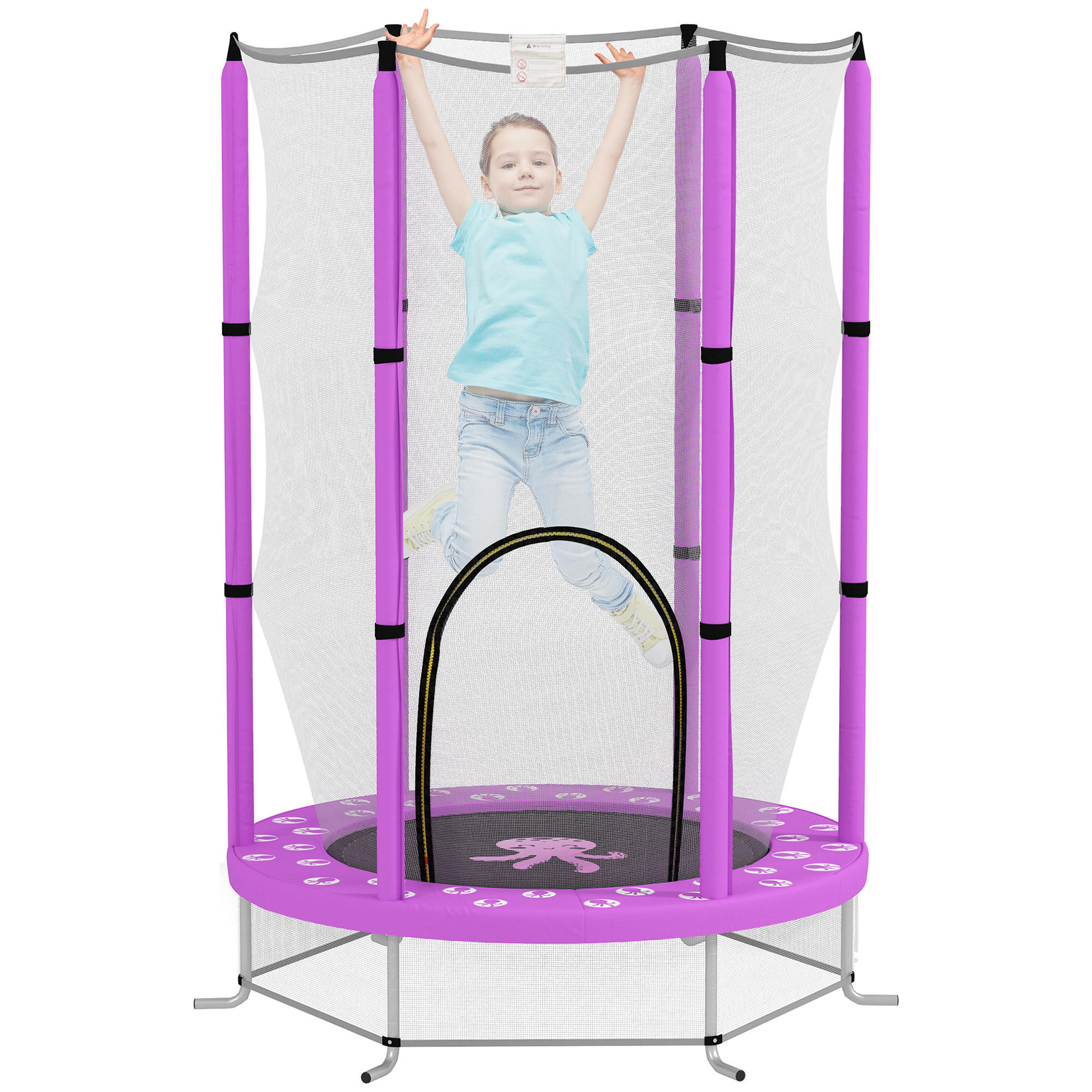 KINDER TRAMPOLIN, Violett, Stahl, Kunststoff - Violett, Metall (140/140cm) - AIYAPLAY