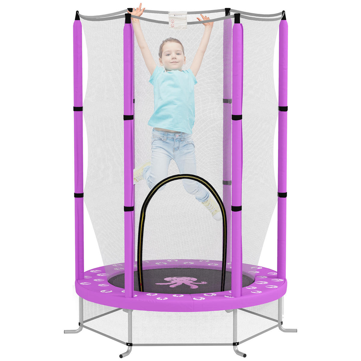 KINDER TRAMPOLIN, Violett, Stahl, Kunststoff - Violett, Metall (140/140cm) - AIYAPLAY
