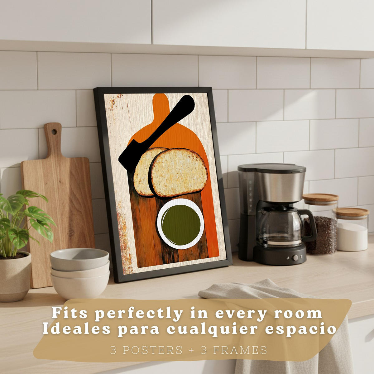 PLAKAT Sada 3 Retro 3 A3 Černý rám - černá, papír (29.7/1/42cm) - Nacnic