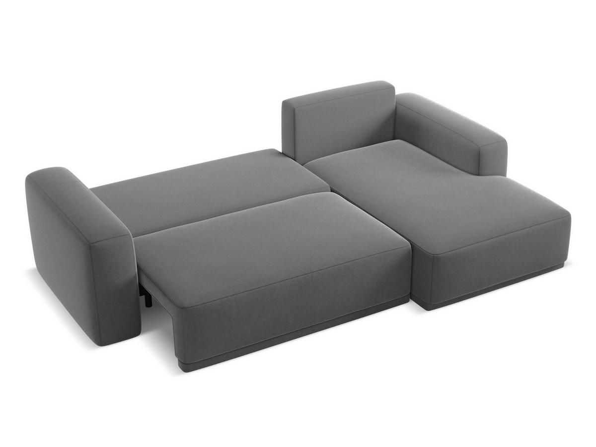 ECKSOFA mit Schlaffunktion Samt Stoff Grau - Schwarz/Grau, Kunststoff/Textil (258/160cm) - Makamii