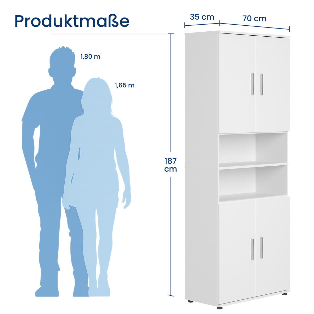 HOCHSCHRANK in 70 cm Breite - Weiß, Holzwerkstoff (35/187/70cm) - Home Collective