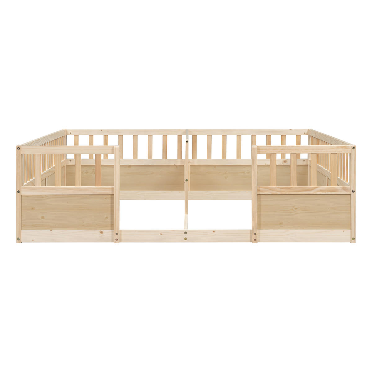 BODENBETT 2x 90/200 cm mit Schutzgeländern, DE-41875, in Natur - Naturfarben, Holz (90/200cm) - ComfortXL