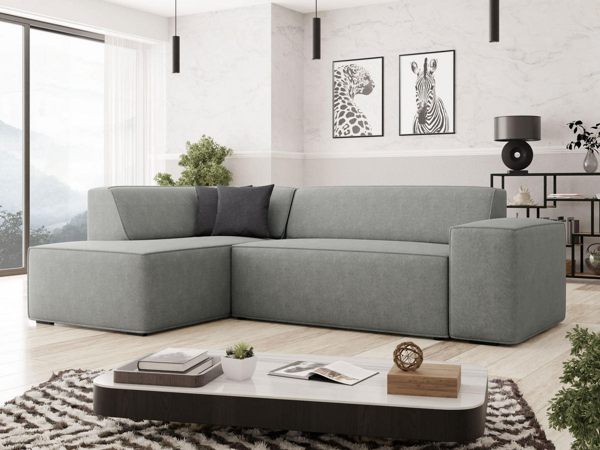 ECKSOFA Lordin, Seite: Links - Hellgrau, Holz/Textil (267/205cm) - MIRJAN24