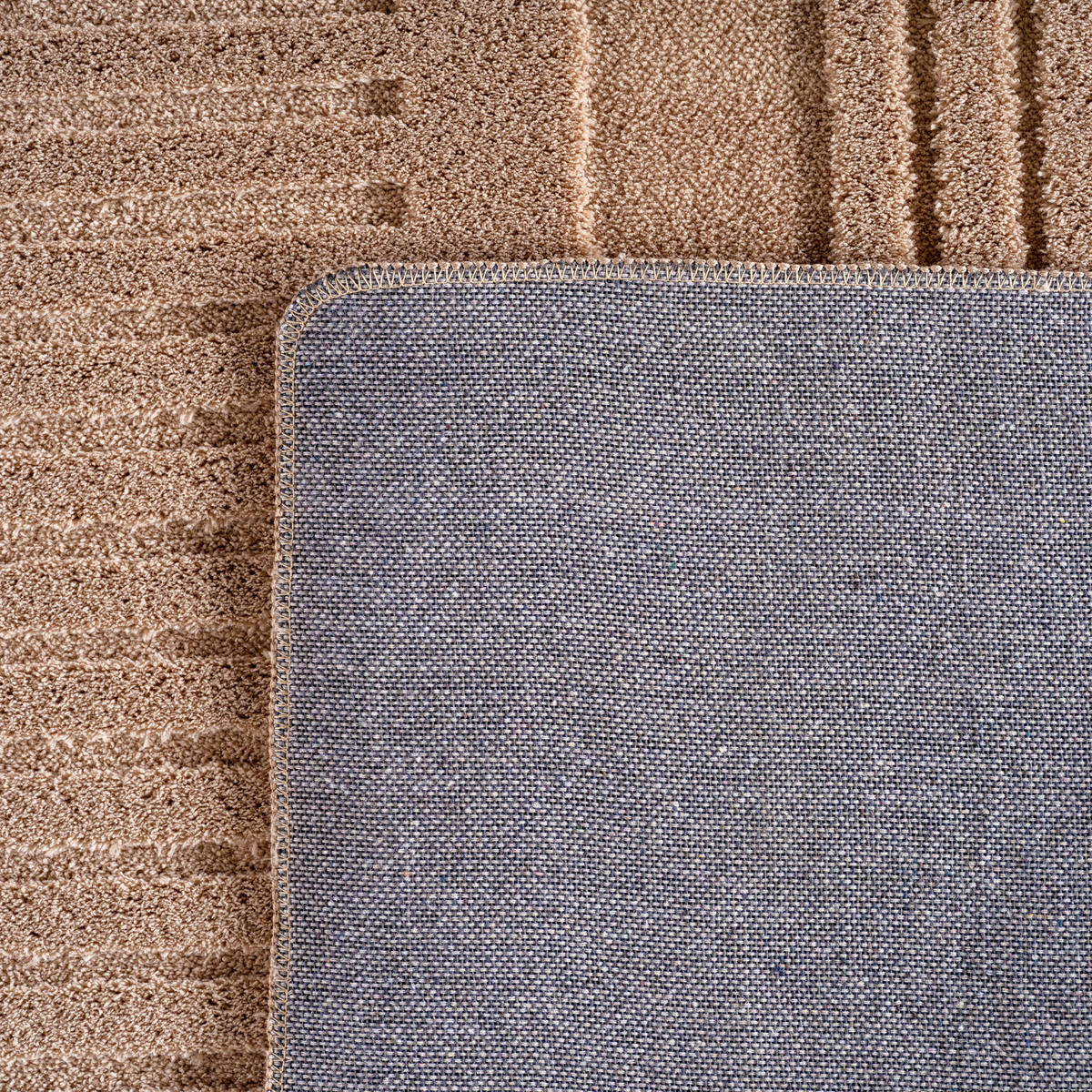 TEPPICH Kurzflor Boho Design Microfaser Baumwolle Schlafzimmer Beige Rechteckig 120x170 - Beige, Textil (120/170cm) - KADIMA DESIGN