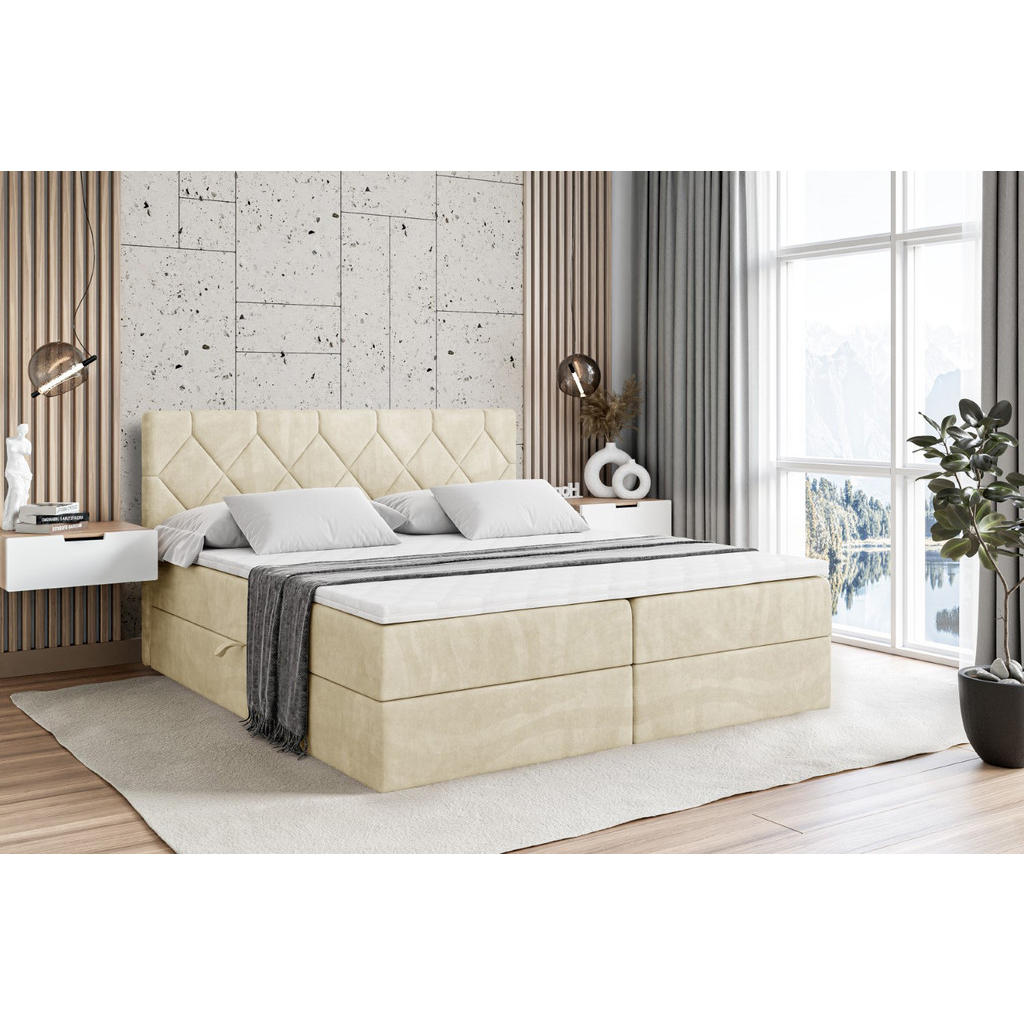 Thumbnail - Altdecor Boxbett, Beige, Holzwerkstoff, Höhe ca. 20 cm, 200x200 cm, Schlafzimmer, Betten, Boxspringbetten