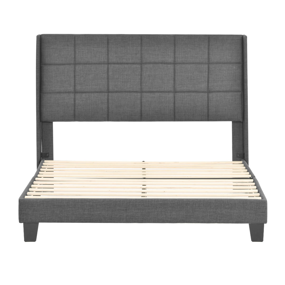 POLSTERBETT Grau Leinen mit Matratze & Lattenrost 140×200 cm - Grau, Holzwerkstoff/Textil (140/200cm) - Urban Meuble
