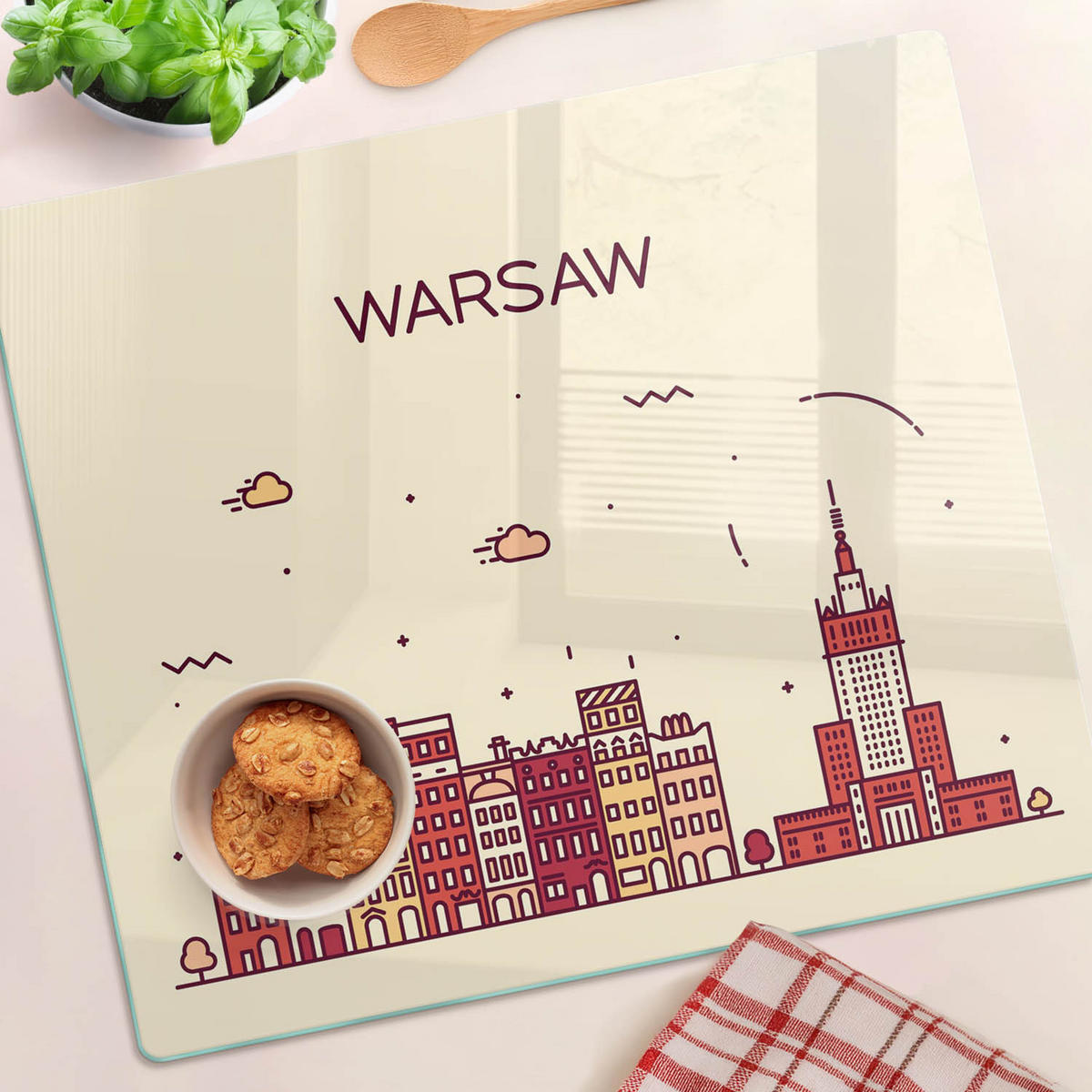 GLASPLATTE 60x52 cm Warschau, Polen - Rot, Glas (60/0.4/52cm) - TULUP