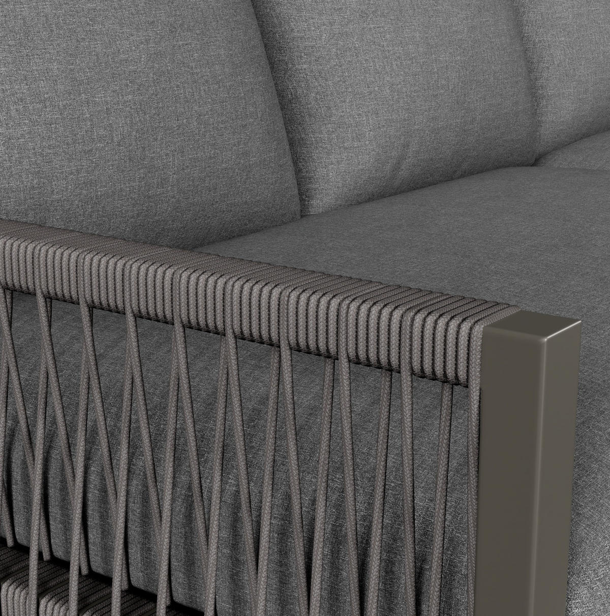 LOUNGE-SET Ecksofa 123 x 68 x 86 cm Metall Grau 4-tlg. - Grau, Metall - Beauniv