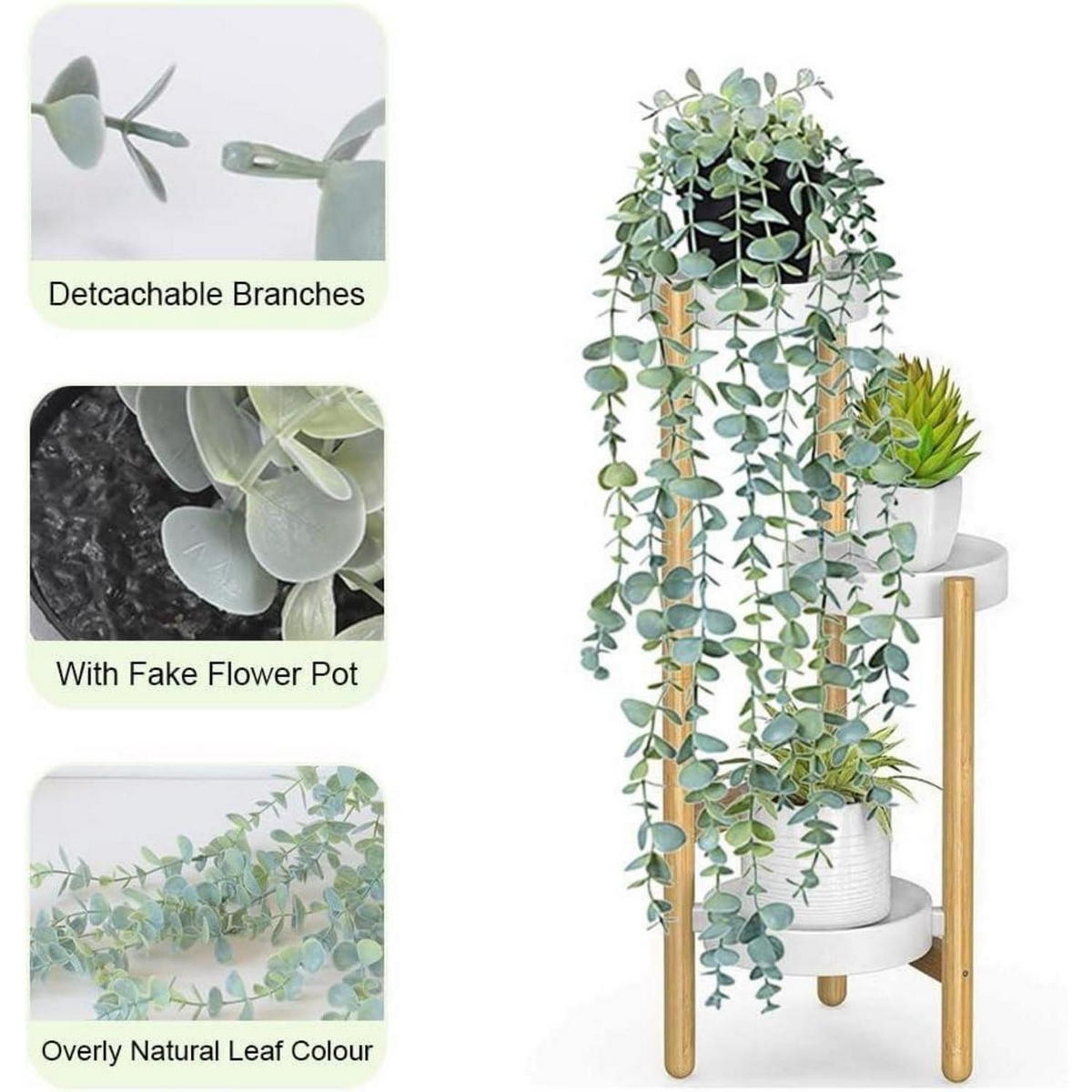 HÄNGEPFLANZE Künstlich 2er Set Eukalyptus 56 cm - Grün, Kunststoff (56cm)