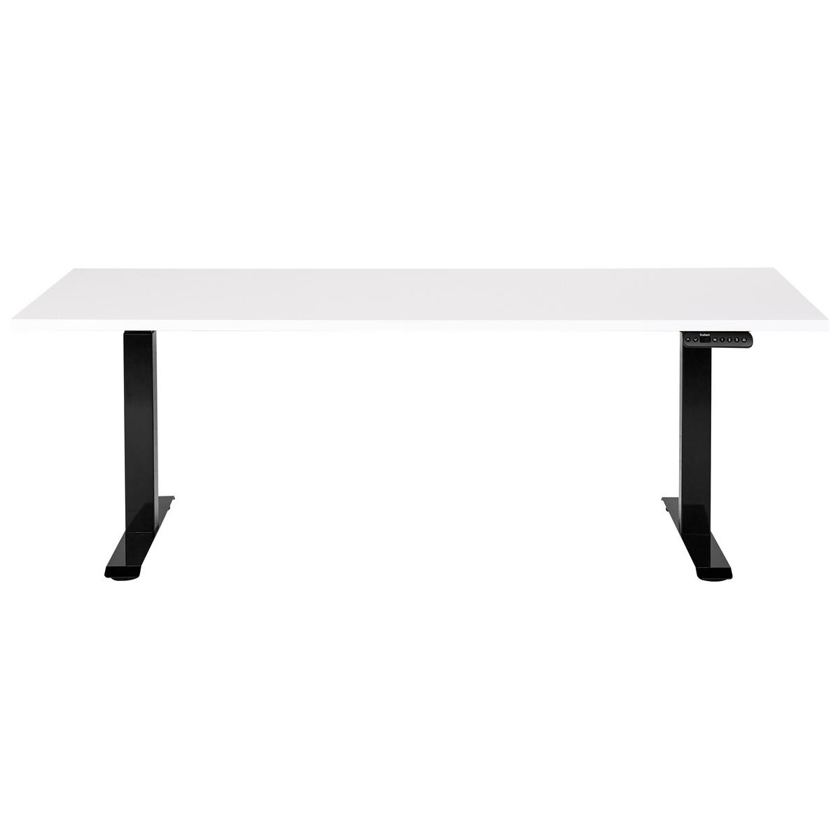 ÍRÓASZTAL fehér-fekete 180/80 cm elektromos állítható magasságú Destin III - fekete/fehér, fa (160/72/128cm) - Beliani
