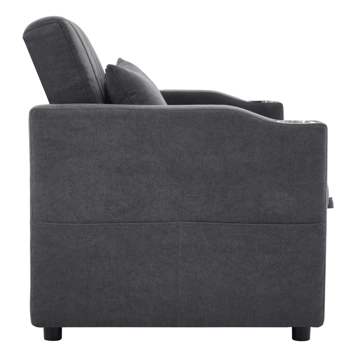 SCHLAFSOFA Multifunktional mit verstellbarer Rückenlehne und Getränkehaltern Grau Baumwolle 136/162/84 cm - Grau, Textil (136/84/162cm) - OKWISH