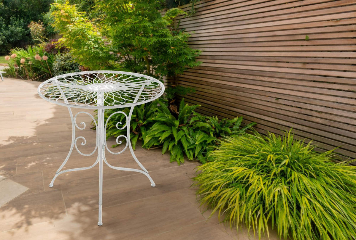GARTENTISCH Jan Antik 55x55x52cm Metall Antik-Weiß Balkontisch - Weiß, Metall (55/55/52cm) - DELUKE