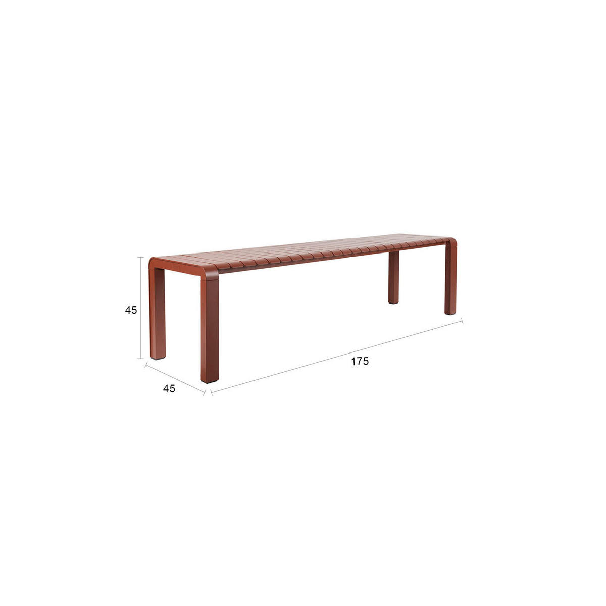 GARTENTISCHBANK Vondel Rot - Rot, Metall (175/45/45cm) - Zuiver