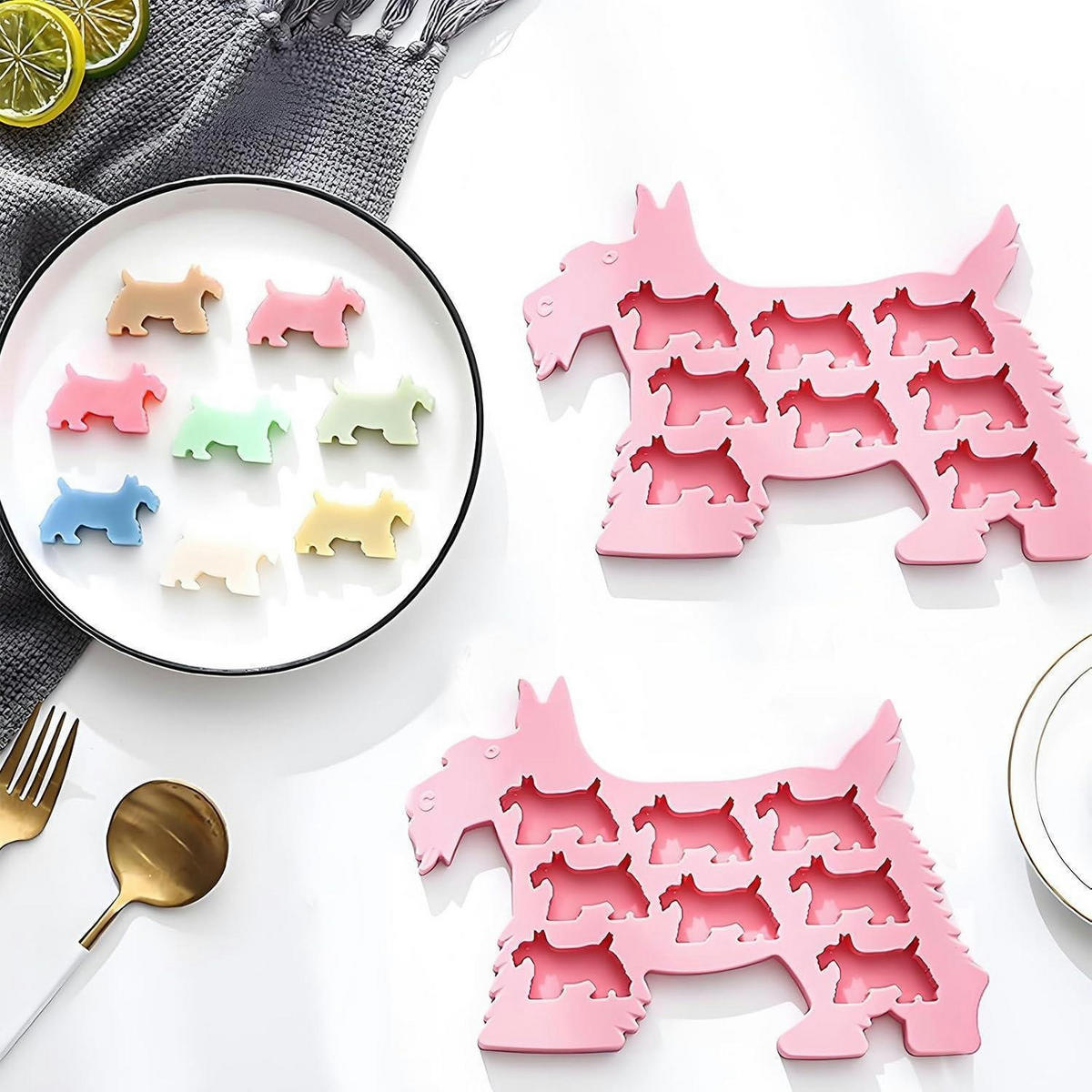 EISWÜRFELFORM Scottie Hund 2er-Set Rosa 23,2x15,9 cm - Rosa, Kunststoff (15.9/1/23.2cm)