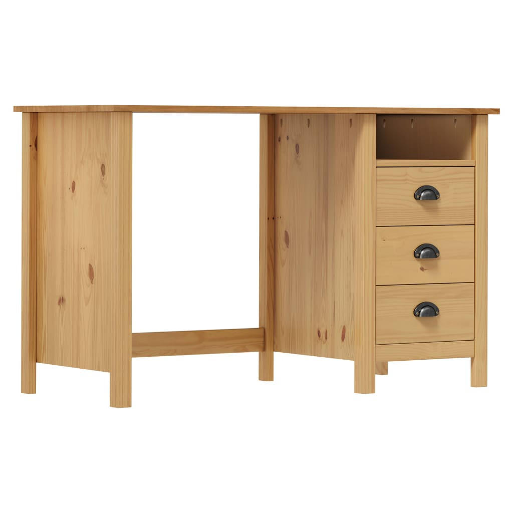 SCHREIBTISCH Hill mit 3 Schubladen 120/50/74 cm aus Kiefernholz - Braun, Holz (50/120/74cm) - vidaXL