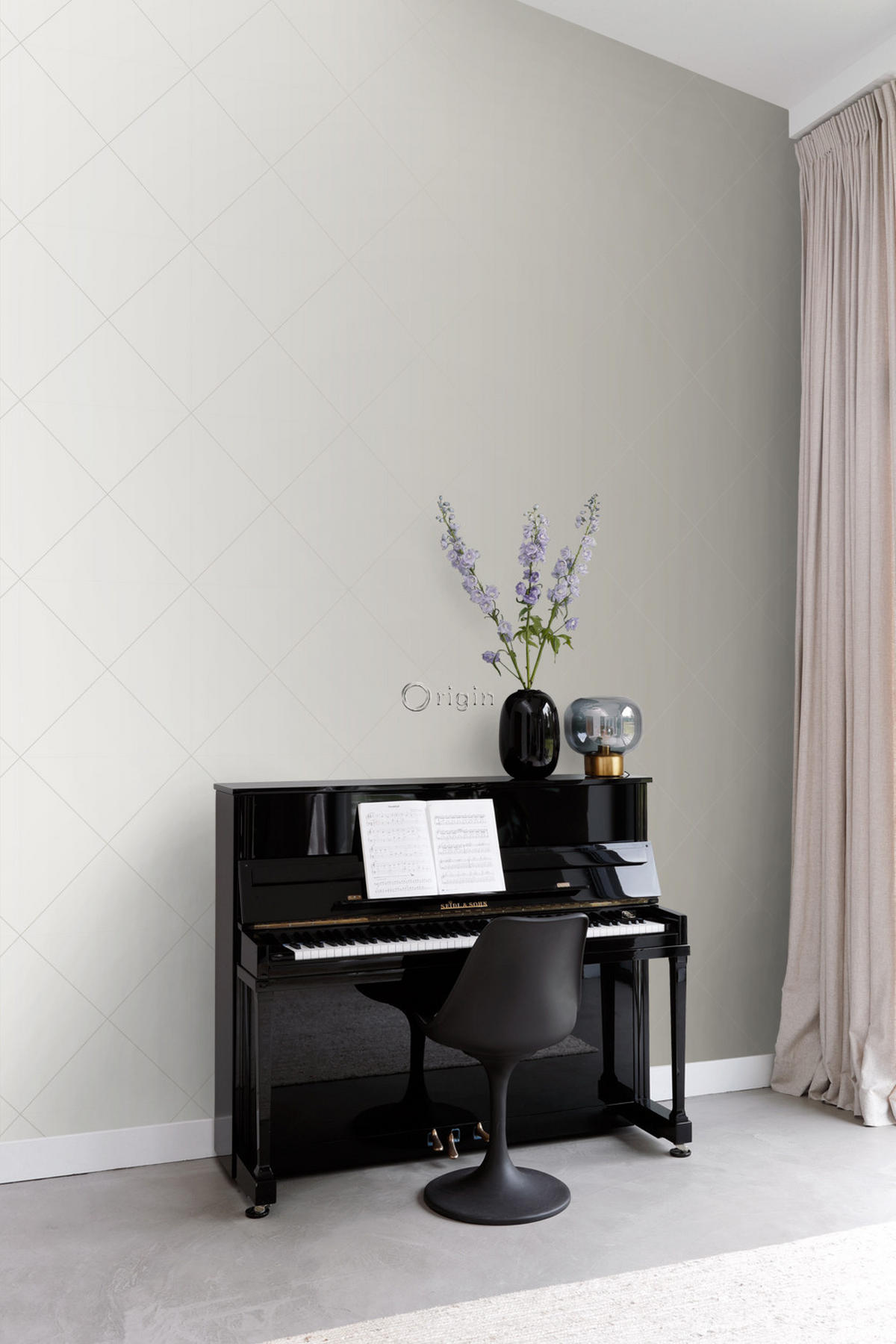 TAPETE grafische Linien 53 cm x 10.05 m - Grau, Papier (53/1000cm) - Origin Wallcoverings