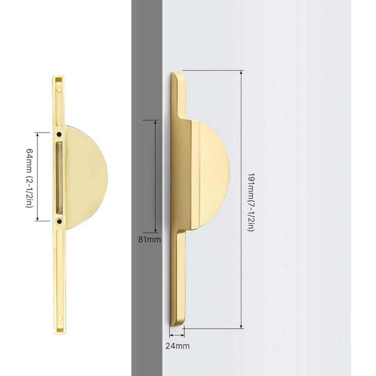 HALBMONDGRIFF 2er-Set Vergoldet Zinklegierung ~9,5 x 2,5 x 3,5 cm Lochabstand 64 mm Schrauben - Goldfarben, Metall (2.5/3.5/9.5cm) - MCBOSON