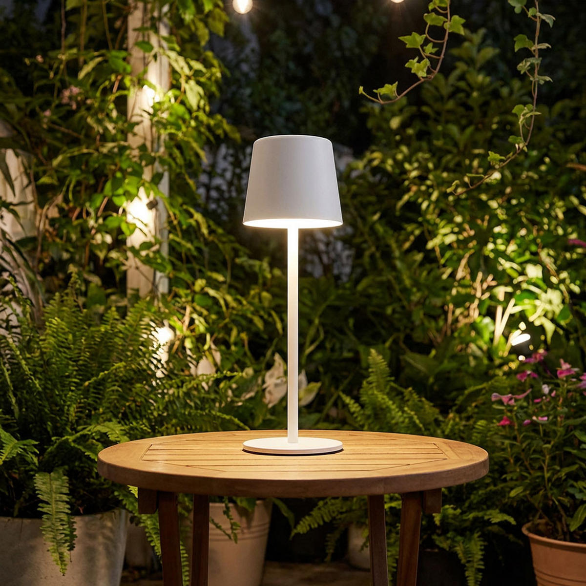 LED TISCHLEUCHTE VANCOUVER Weiß Opal - Weiß, Metall (8.5/8.5/28cm) - Globo Lighting