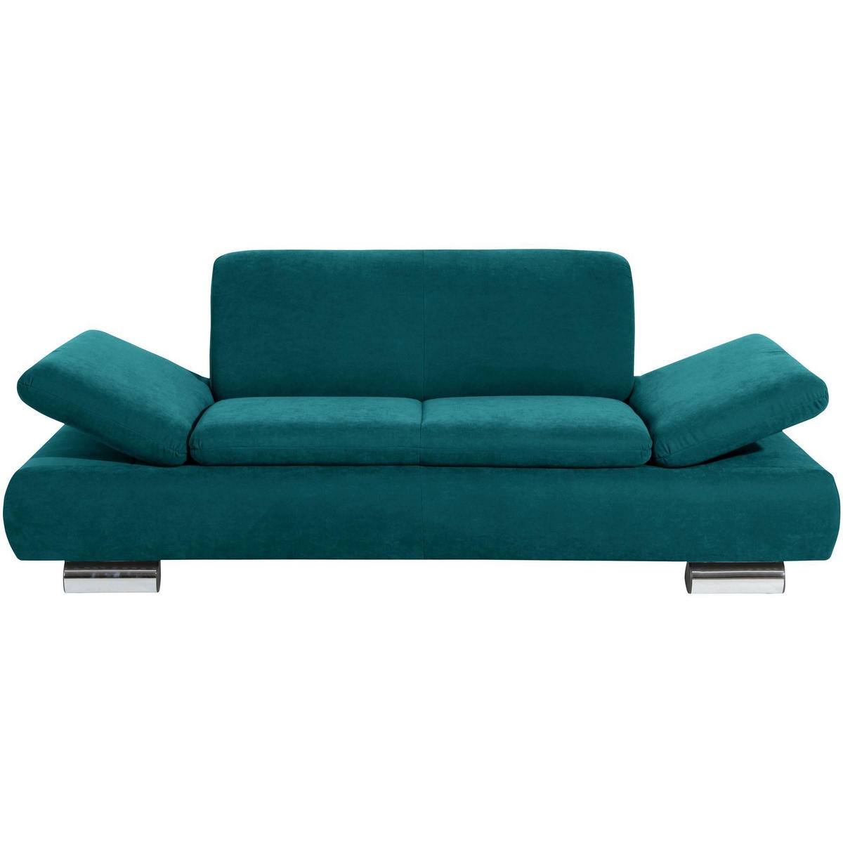 SOFA 2-Sitzer Kaye Bezug Veloursstoff Metallfuß verchromt / petrol - Blau, Kunststoff (190/76/90cm) - 58aufmkessel