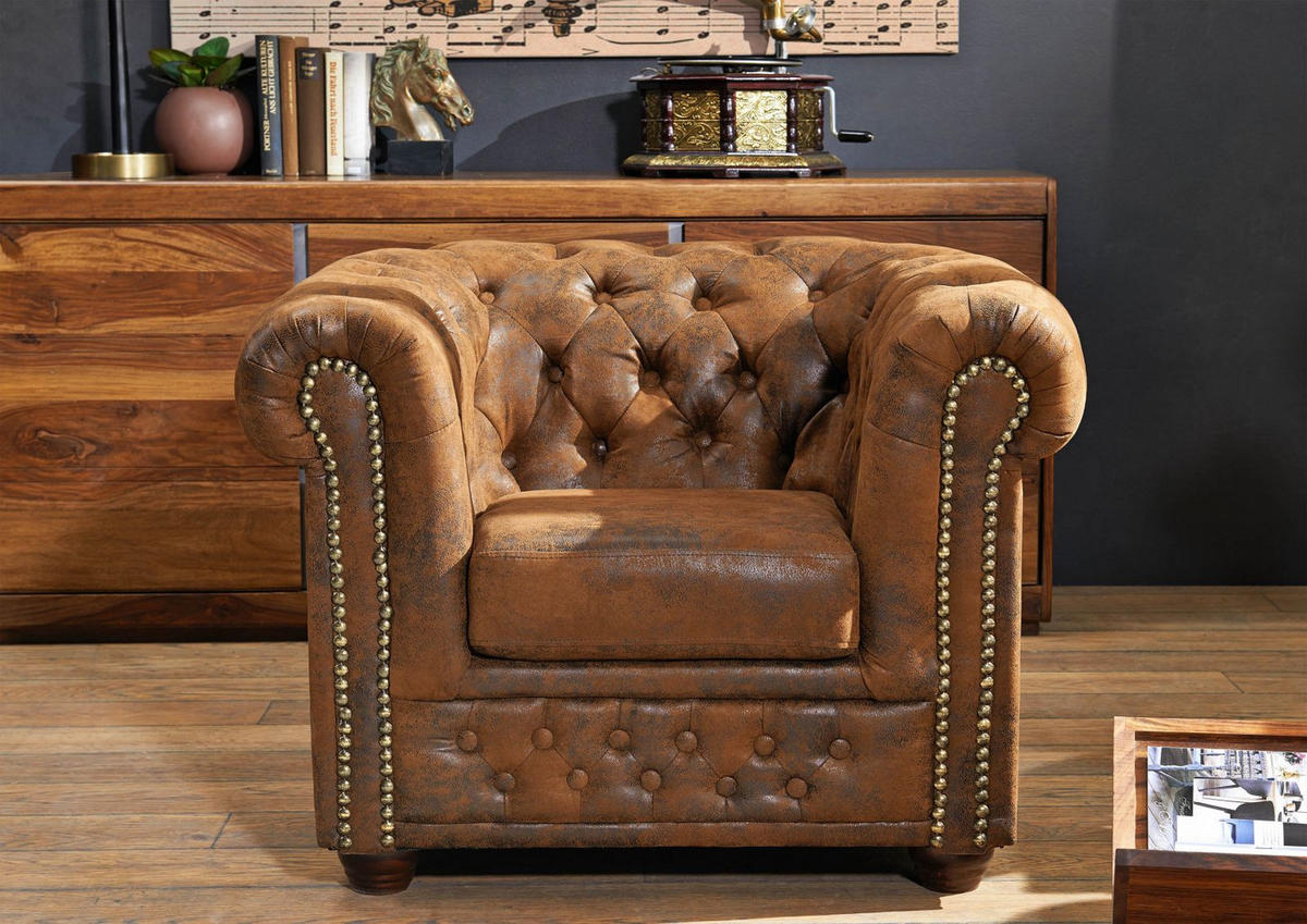 SESSEL 94x86x72 braun CHESTERFIELD - Braun, Kunststoff (94/72/86cm) - Massivmoebel24