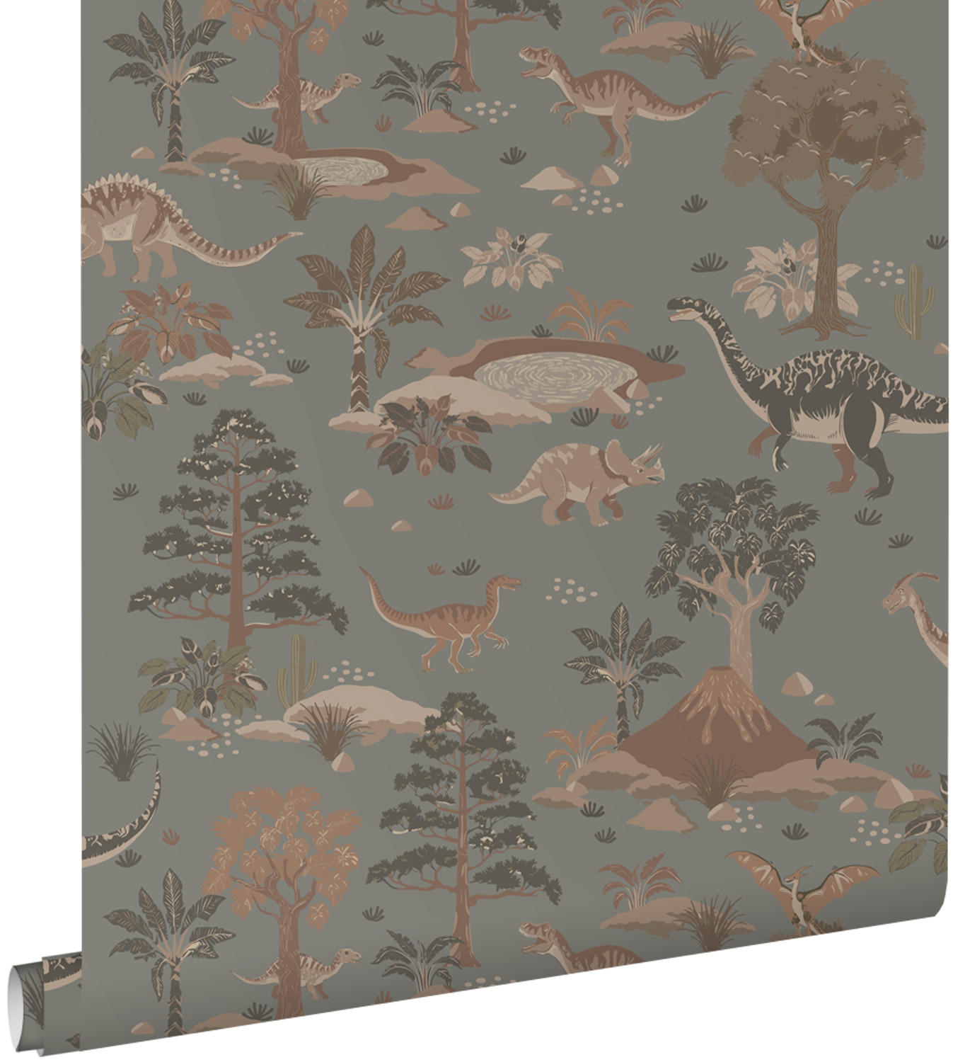 TAPETE Dinosaurier 50 x 900 cm - Blau, Papier (50/0.1cm) - ESTAhome