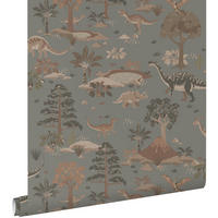 TAPETE Dinosaurier 50 x 900 cm - Blau, Papier (50/0.1cm) - ESTAhome
