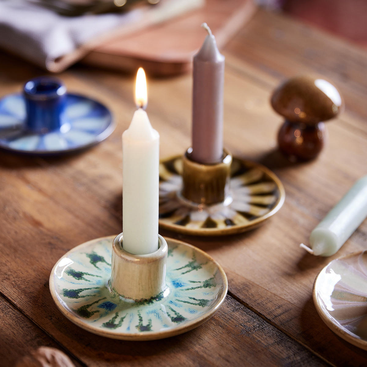 KERZENHALTER Seventies - Salbeigrün, Keramik (11/4/11cm) - Butlers