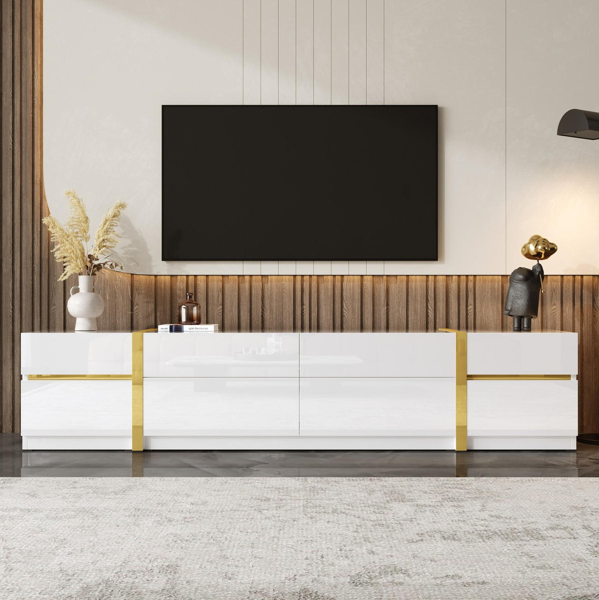 TV-LOWBOARD 180/40/38 cm mit 4 Schubladen und 2 Türen in Weiß - Weiß, Holzwerkstoff (180/38/40cm) - BEAOK