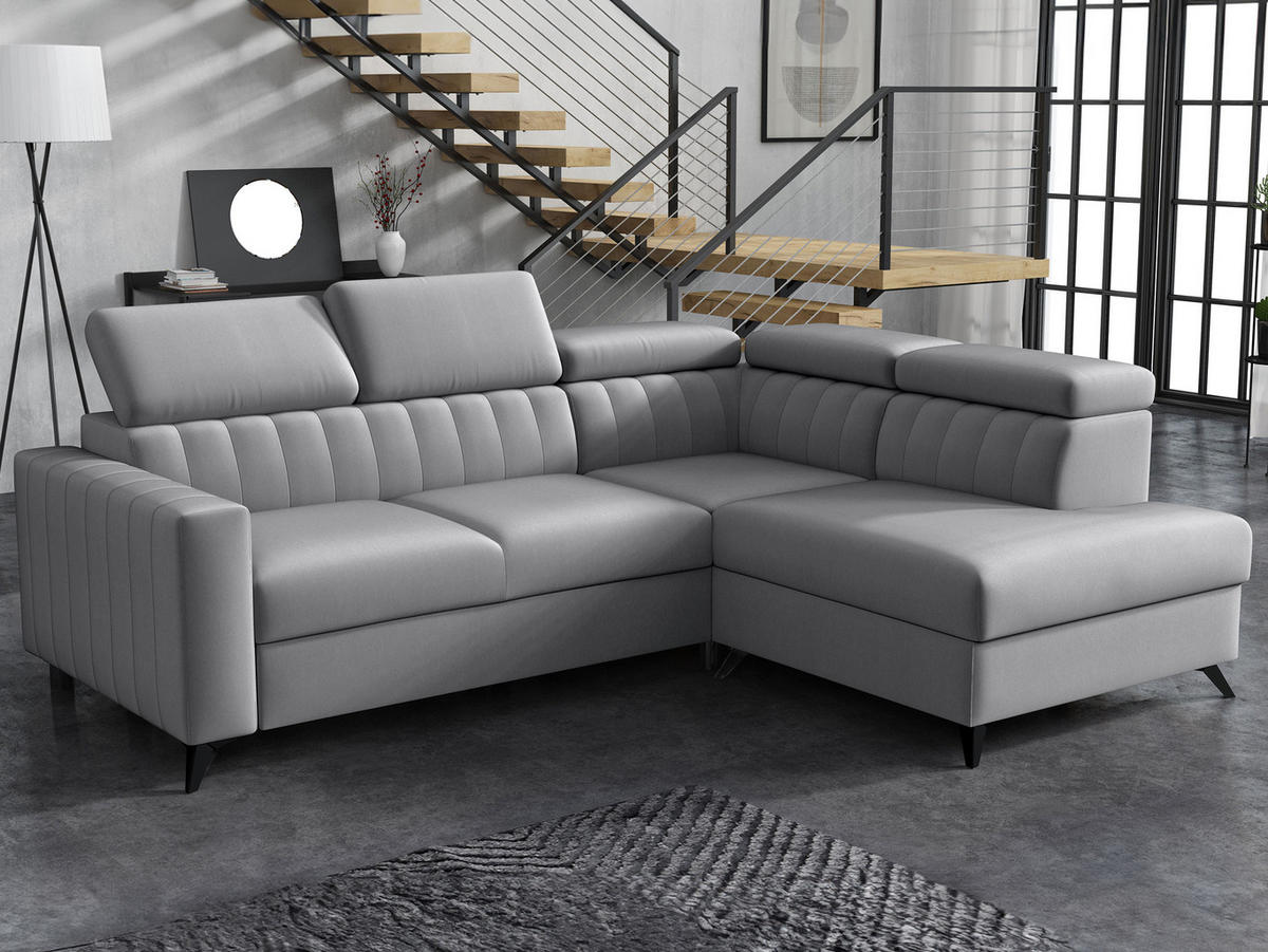 ECKSOFA Milano 2RRLXP, Seite: Rechts 2R+R+LXP - Hellgrau, Holz/Textil (249/195cm) - MIRJAN24