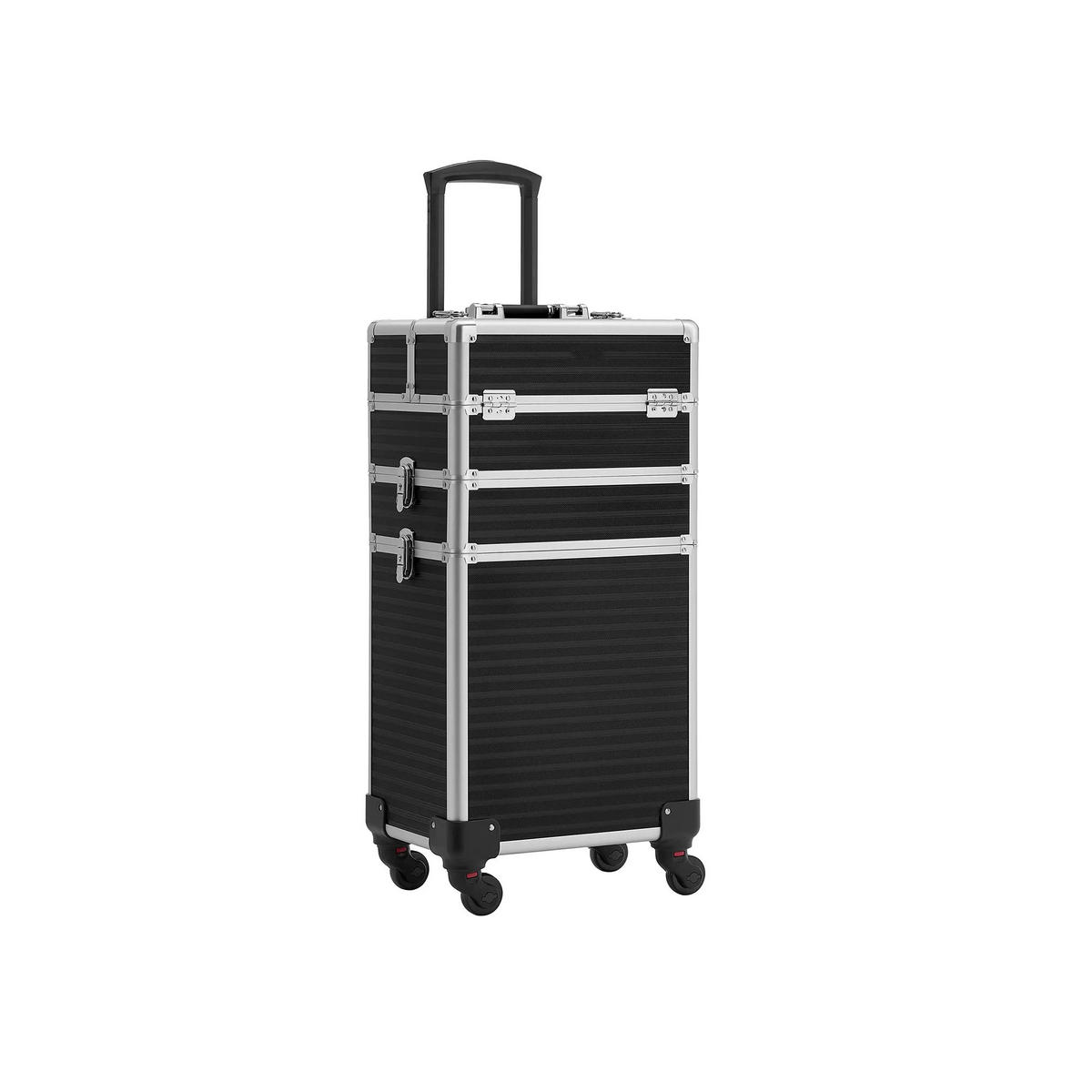 KOSMETIKKOFFER MIT ROLLEN - Schwarz, Holzwerkstoff (27/73/35.7cm) - Hansiro