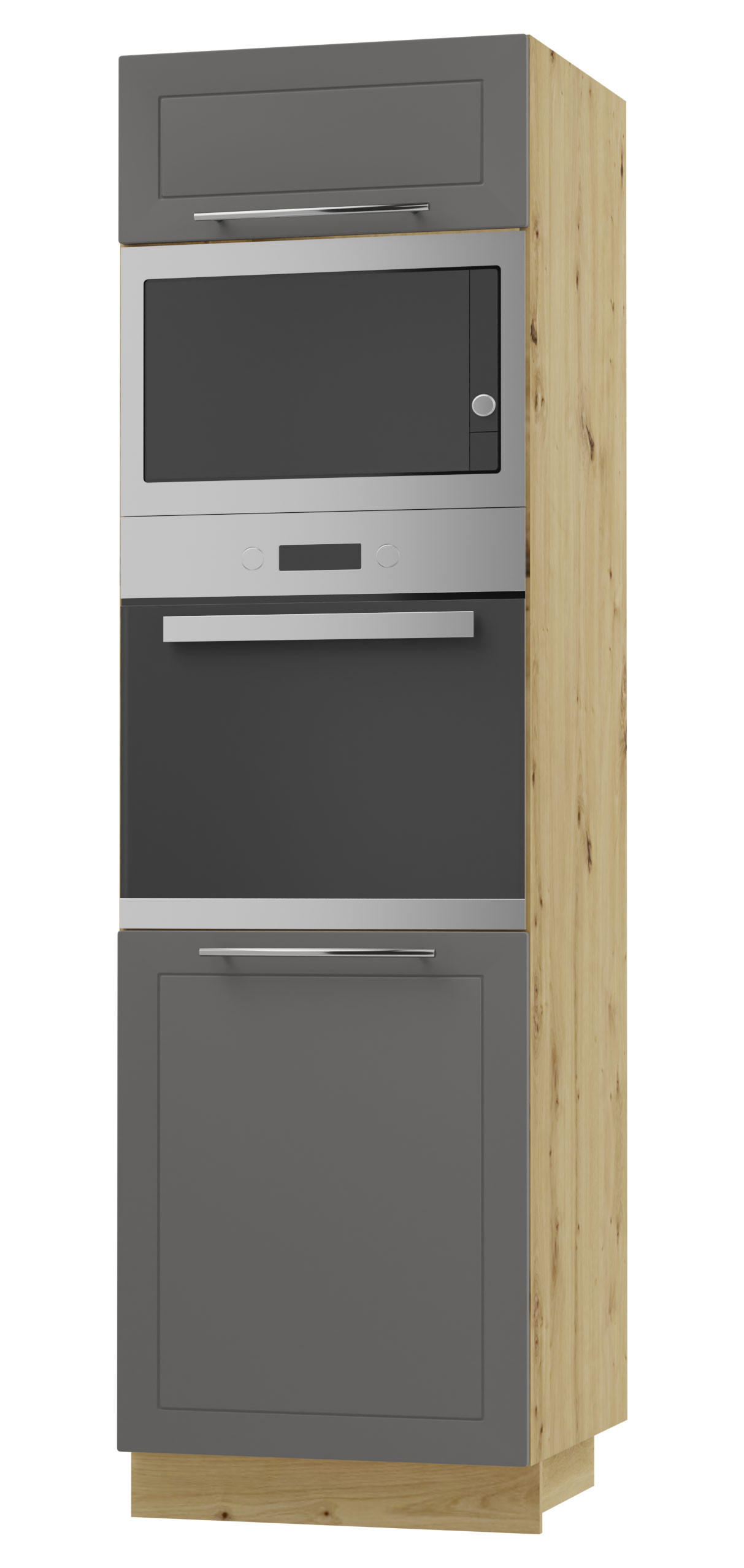 BACKOFEN-HOCHSCHRANK Kvantum D14/RU/60/207 Graphit Matt / Eiche Artisan Matt 60 / 59 / 207cm - Graphitfarben/Eiche Artisan, Holz/Holzwerkstoff (60/207/59cm) - Feldmann-Wohnen