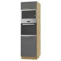 BACKOFEN-HOCHSCHRANK Kvantum D14/RU/60/207 Graphit Matt / Eiche Artisan Matt 60 / 59 / 207cm - Graphitfarben/Eiche Artisan, Holz/Holzwerkstoff (60/207/59cm) - Feldmann-Wohnen