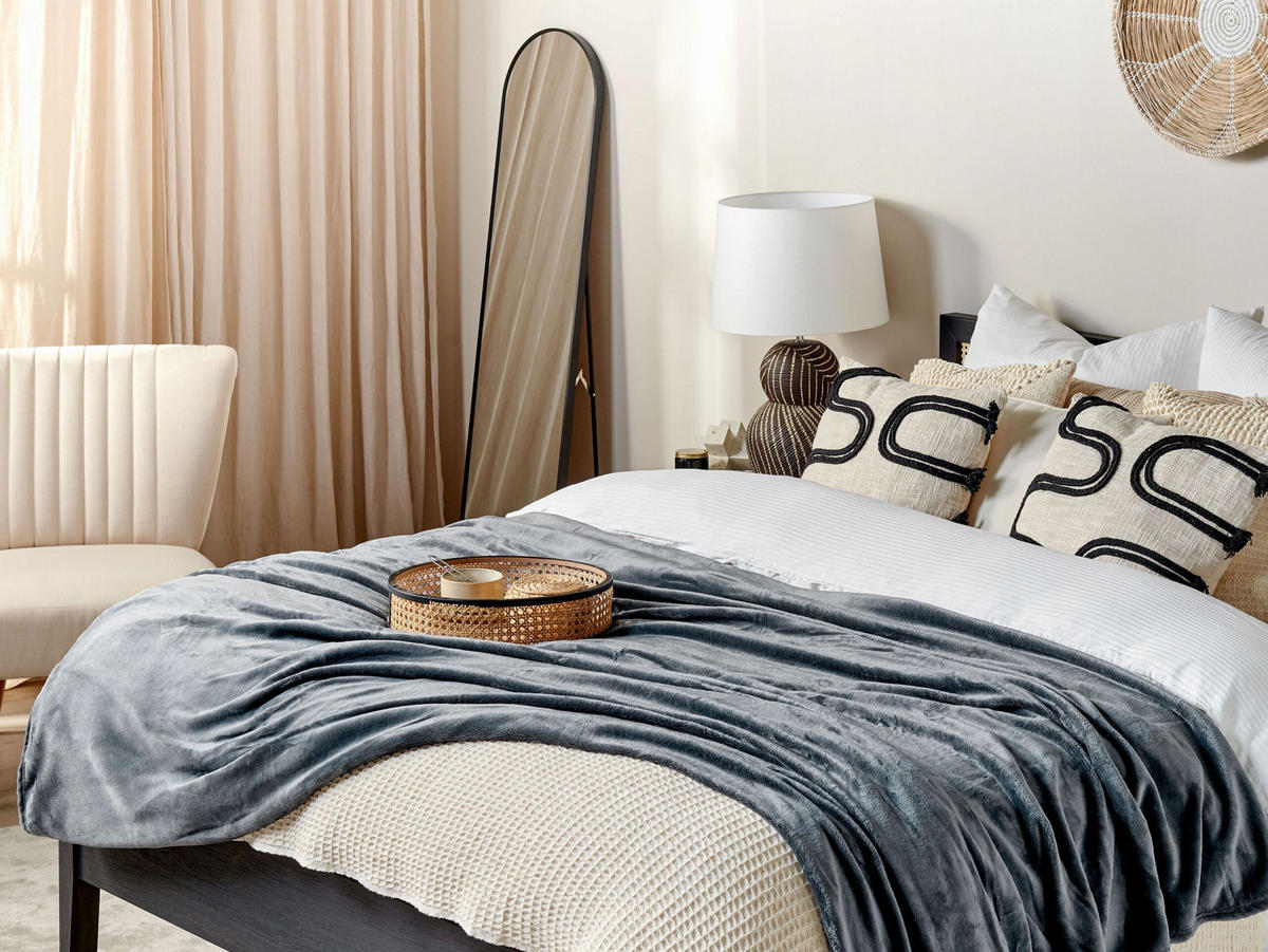 DECKE Grau Bayburt 150/200 cm - Grau, Textil (150/200cm) - Beliani