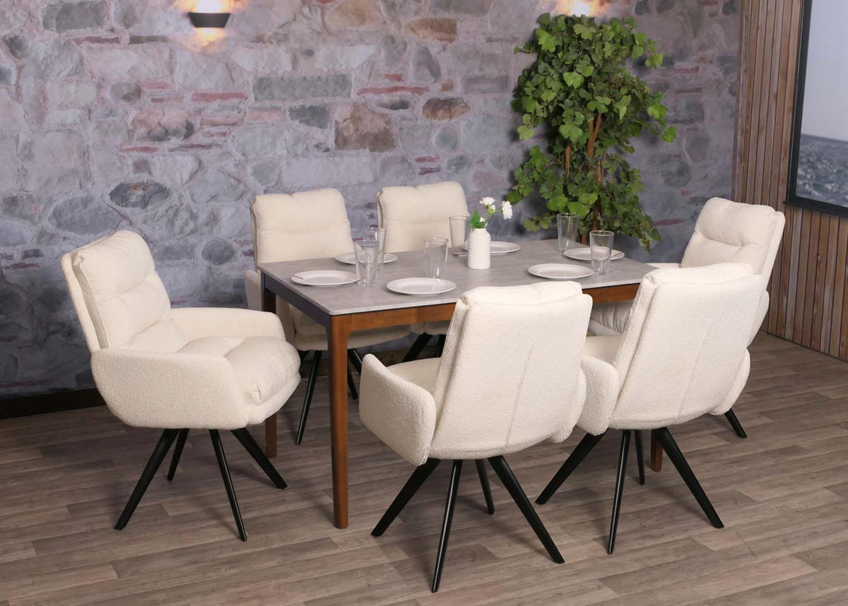 ESSZIMMERSTUHL Cremeweiß 6er-Set - Creme/Weiß, Textil (62/92/68cm) - MCW