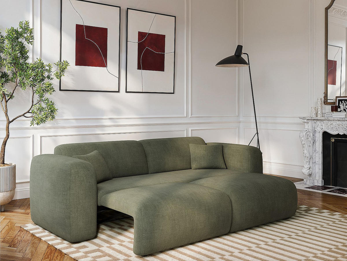 SCHLAFSOFA - 4 Personen - Stoff - Grün - - Grün, Textil (240/73/97cm) - Vente-Unique