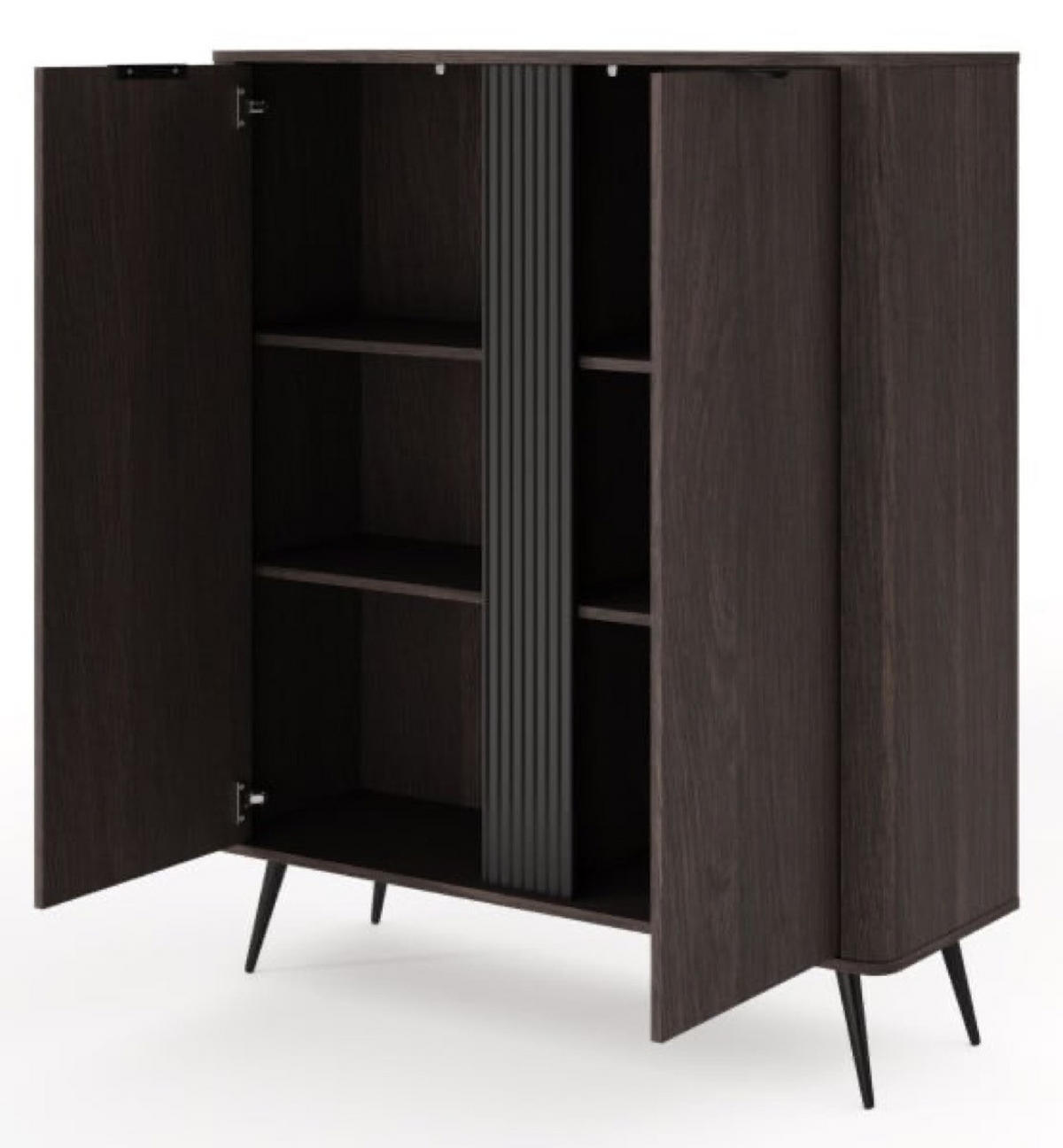 KOMMODE Hoch ERIS Mit Hohen Beinen Und Rillen - Braun, Holzwerkstoff (113.2/134.2/38cm) - Sepro Meble