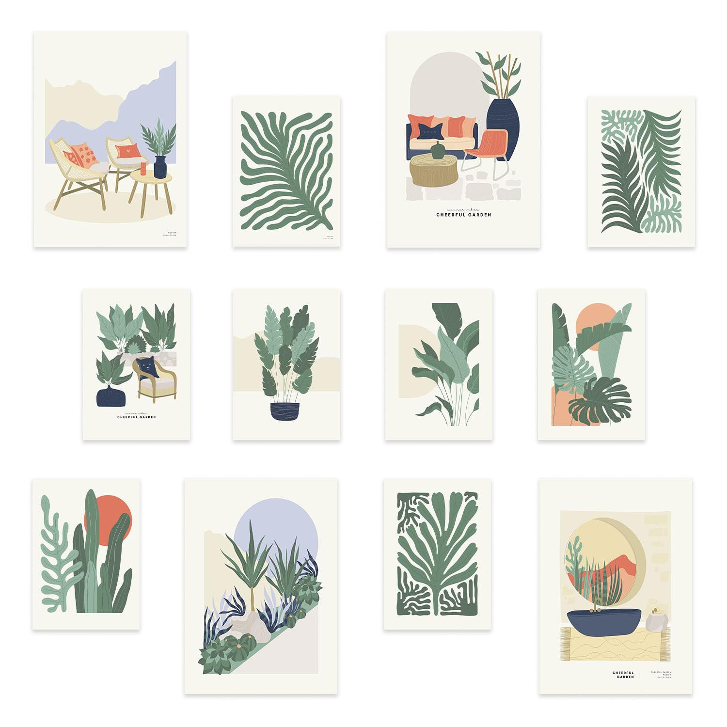 POSTER Set Mit 12 Modernmix 1 Gartenabdruck A3 Rahmenlos - Klar, Papier (29.7/5/42cm) - Nacnic