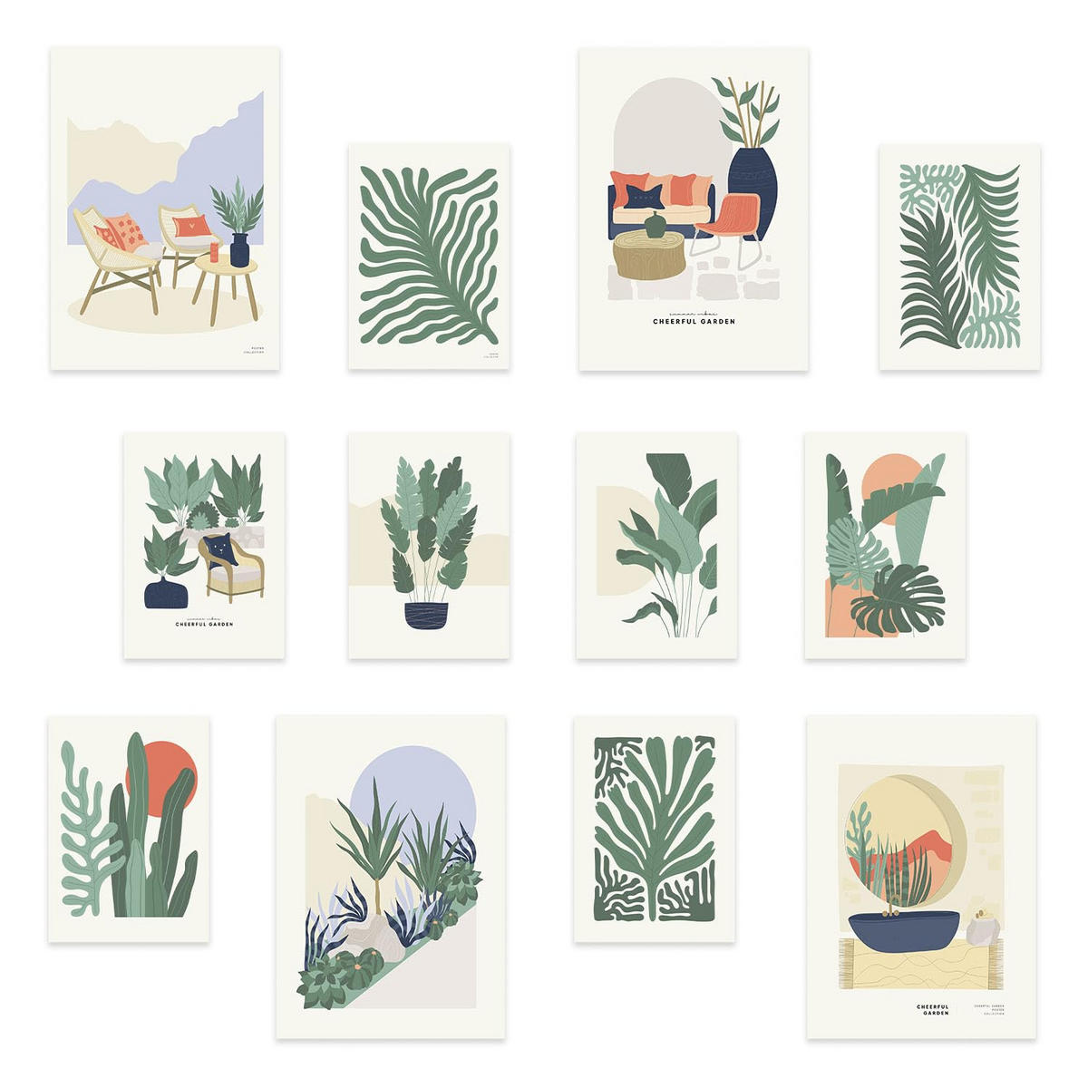 POSTER Set Mit 12 Modernmix 1 Gartenabdruck A3 Rahmenlos - Klar, Papier (29.7/5/42cm) - Nacnic