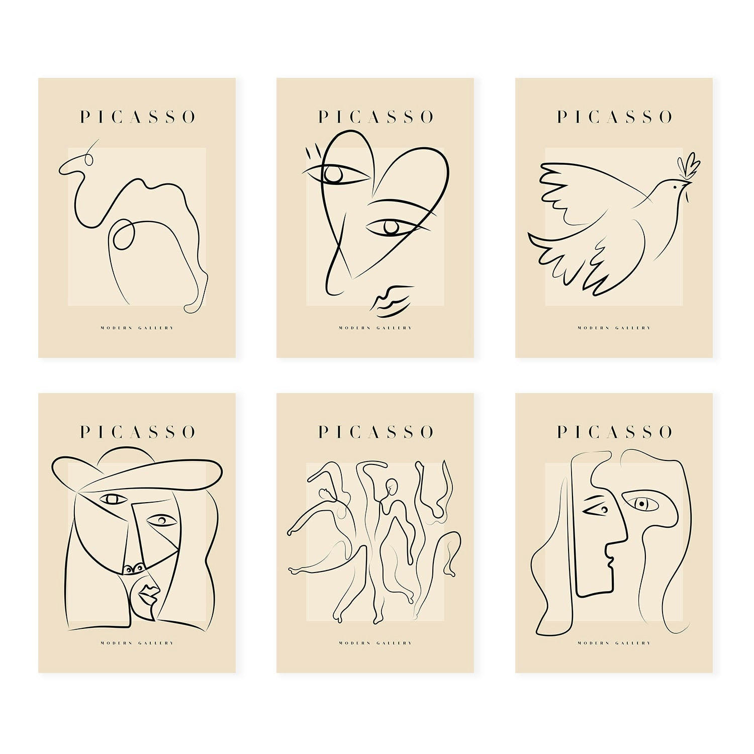 POSTER Set Mit 6 Illustrationen Von Pablo Picasso Frieden A3 Rahmenlos - Klar, Papier (29/3cm) - Nacnic