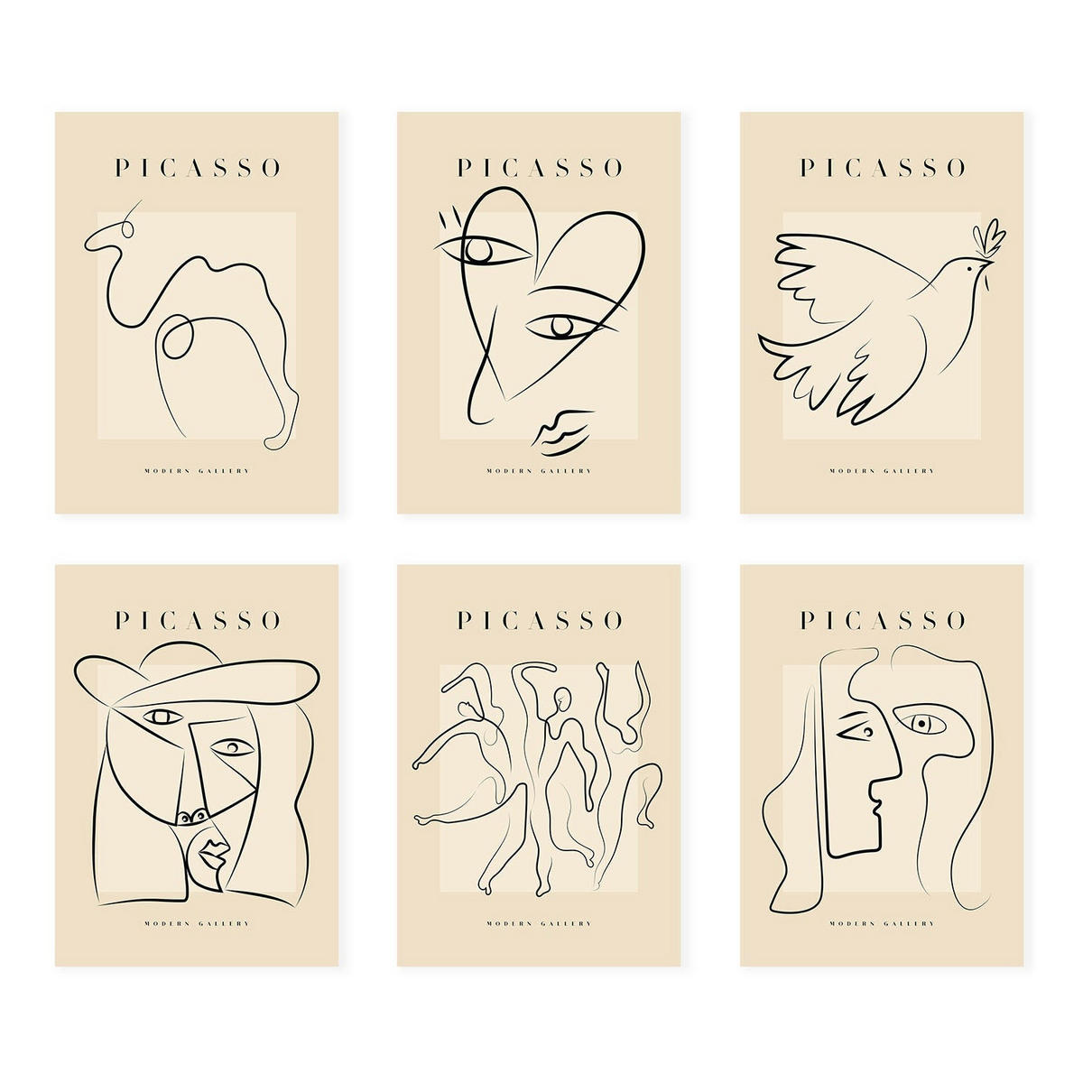 POSTER Set Mit 6 Illustrationen Von Pablo Picasso Frieden A3 Rahmenlos - Klar, Papier (29/3cm) - Nacnic