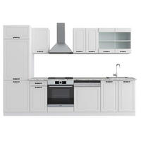 KÜCHE R-Line Weiß Landhaus/Weiß 300 cm, AP Marmor - Weiß, Holzwerkstoff (300/81.6/60cm) - Vicco
