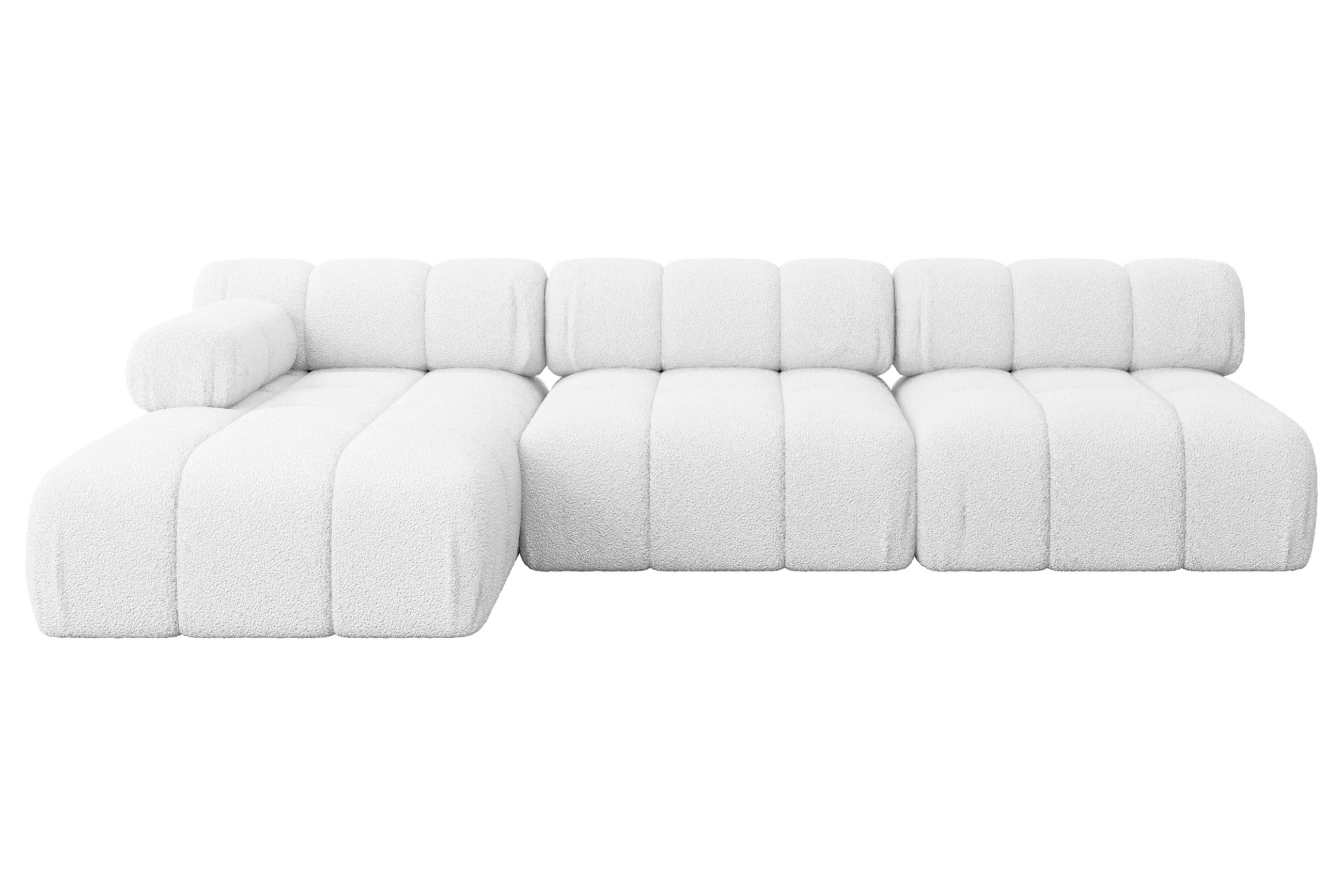 ECKSOFA modulares Sofa Razon-L2 - 285x160x70 cm Weiß Bouclé - Weiß, Holzwerkstoff/Textil (285/160cm) - ALTDECOR