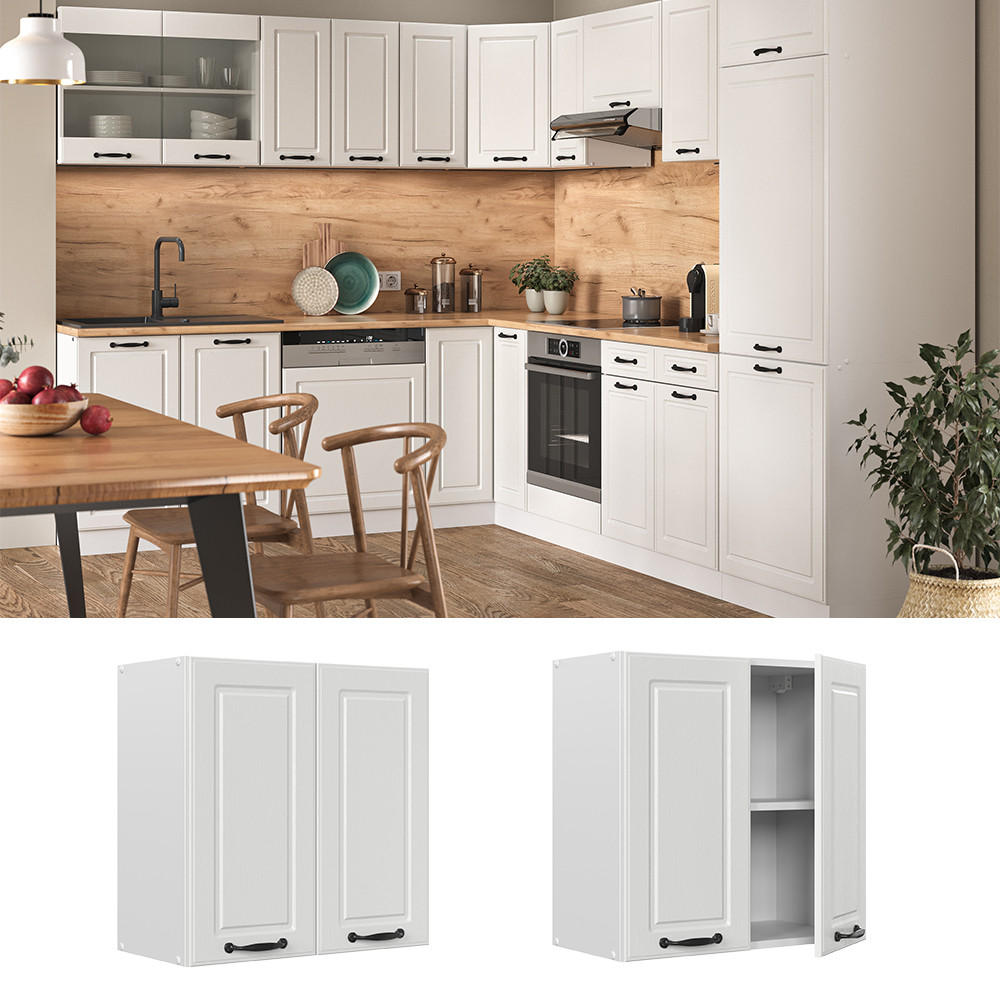 HÄNGESCHRANK R-Line Weiß Landhaus 60 cm - Creme/Weiß, Holzwerkstoff (60/60/31cm) - Vicco